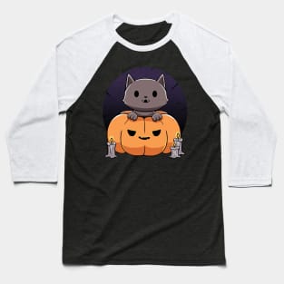 Cat in a Pumpkin Baseball T-Shirt